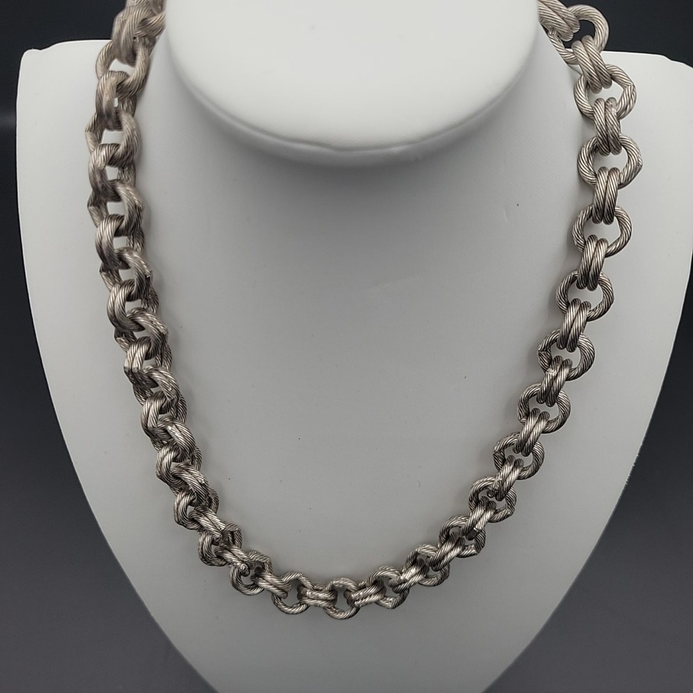 John Wind Vintage Chunky Silver Rope Chain Necklace 18 Inch Size M Grunge 90s